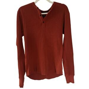 Rag & Bone Terracotta Waffle Knit Henley Long Sleeve 100% Cotton S Comfy Chic